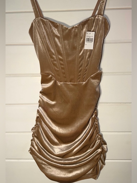 iris Dresses & Skirts - Iris Champagne Velvet Ruched Mini Dress